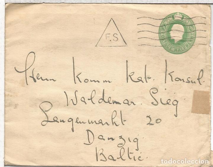 Sellos: REINO UNIDO ENTERO POSTAL MAT TRIANGULAR FS A DANZIG - Foto 1