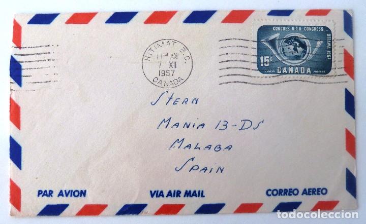 Sellos: SOBRE CIRCULADO 1957. CANADA. AEREO. - Foto 1