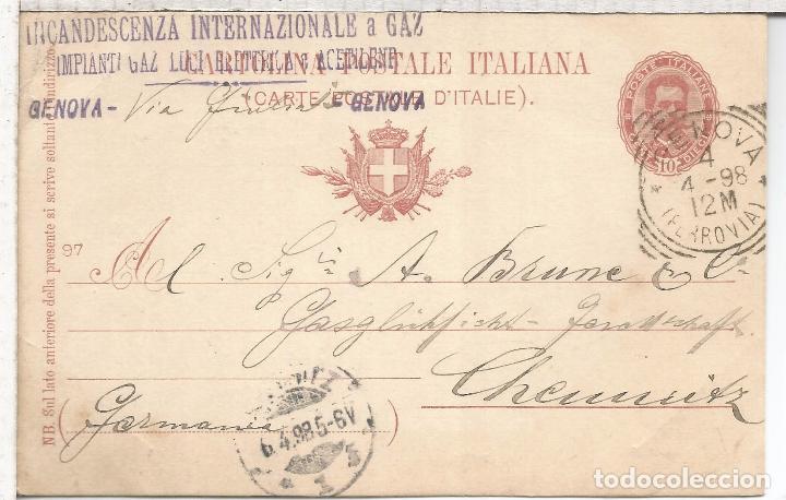 Sellos: ITALIA ENTERO POSTAL ED 97 DE GENOVA A CHEMNITZ - Foto 1