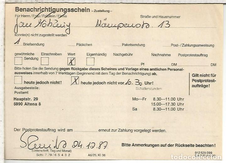 Sellos: HOLANDA DOCUMENTO POSTAL 1987 - Foto 1