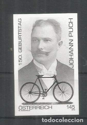 Sellos: AUSTRIA BLACK PRINT IMPERFORATE JOHANN PUCH CICLISMO CYCLING AUTOMOVIL CAR
