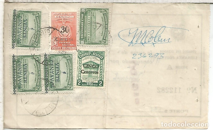Sellos: ECUADOR LIBRANZA POSTAL 1945 QUITO - Foto 1