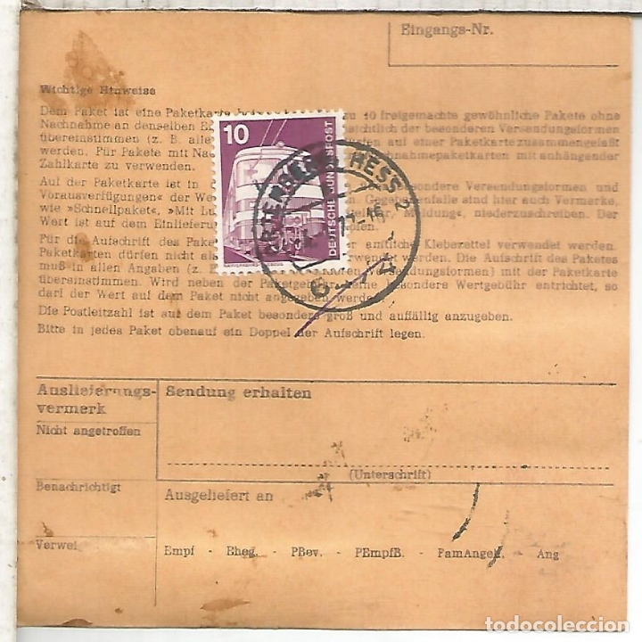Sellos: ALEMANIA GIRO POSTAL ORTENBERG - Foto 2