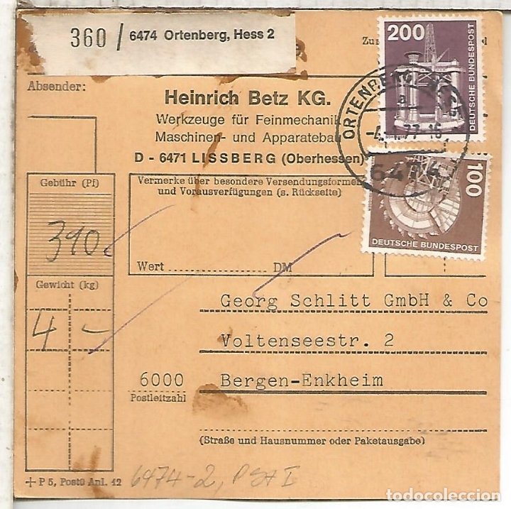 Sellos: ALEMANIA GIRO POSTAL ORTENBERG - Foto 1