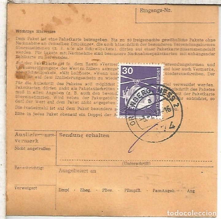 Sellos: ALEMANIA GIRO POSTAL ORTENBERG - Foto 2
