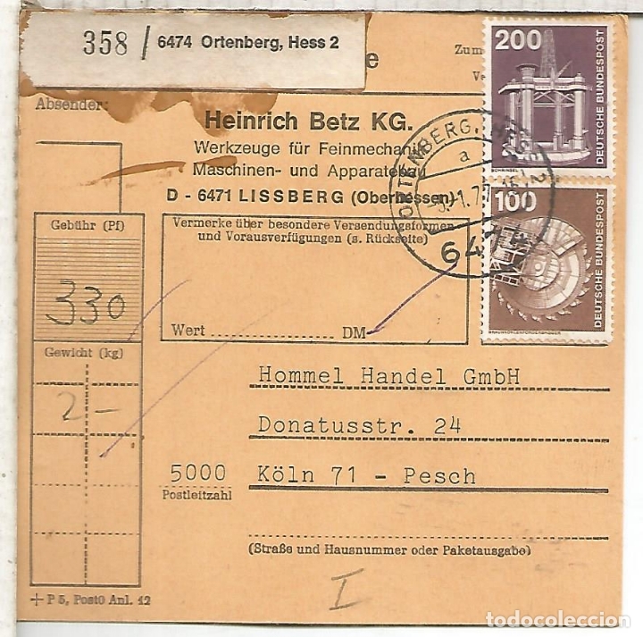 Sellos: ALEMANIA GIRO POSTAL ORTENBERG - Foto 1