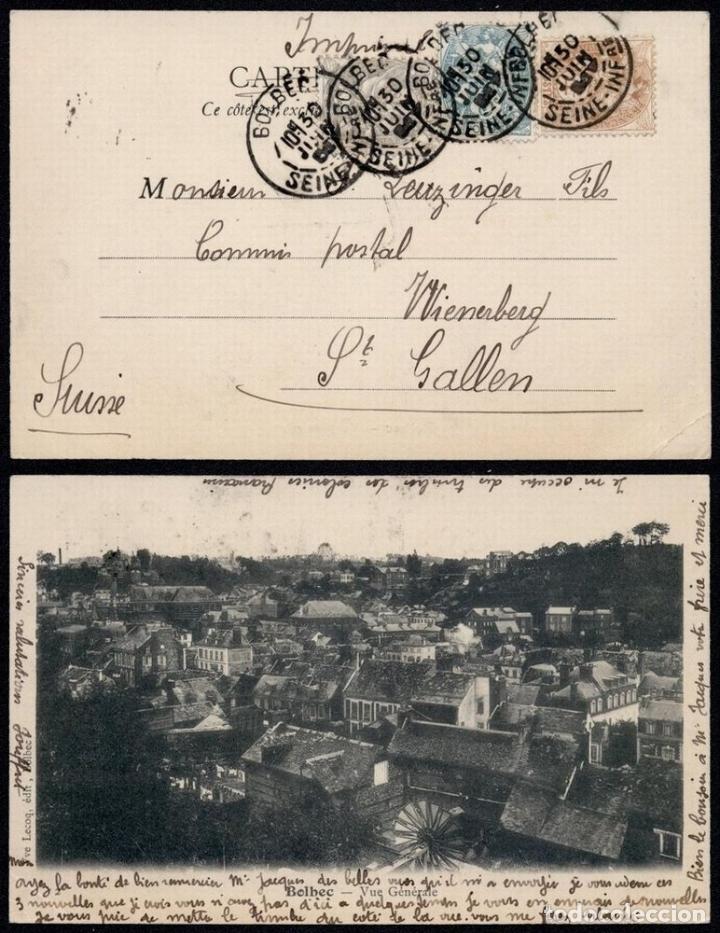 Briefmarken: France 1904 Postal History Rare Old postcard Postal stationery Bolbec to Switzerland    DB.151