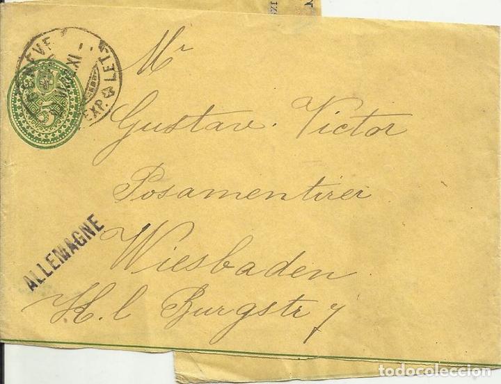 Sellos: Switzerland 1902 Postal History Rare, NEWSLETTER WRAPPER, Geneva to Wiesbaden   D.043