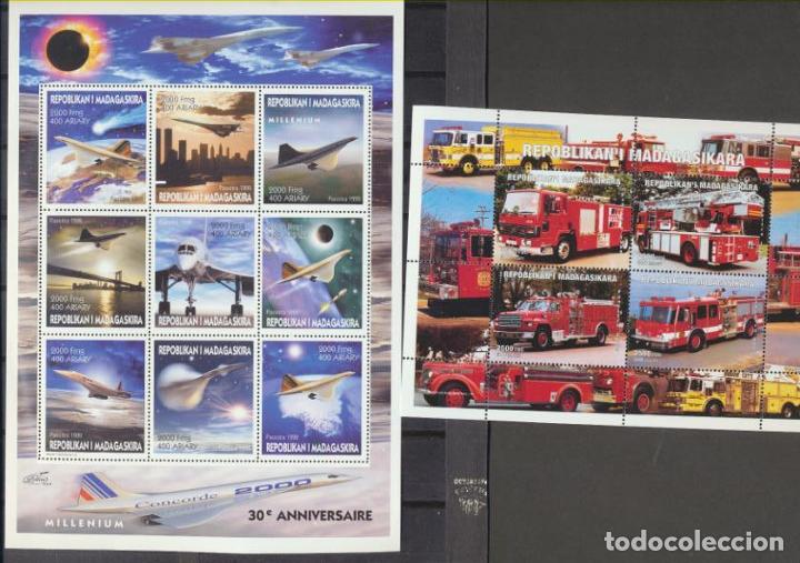 Sellos: Madagascar 1999. Millenium y Coches de Bomberos. 2 HB ** - Foto 1