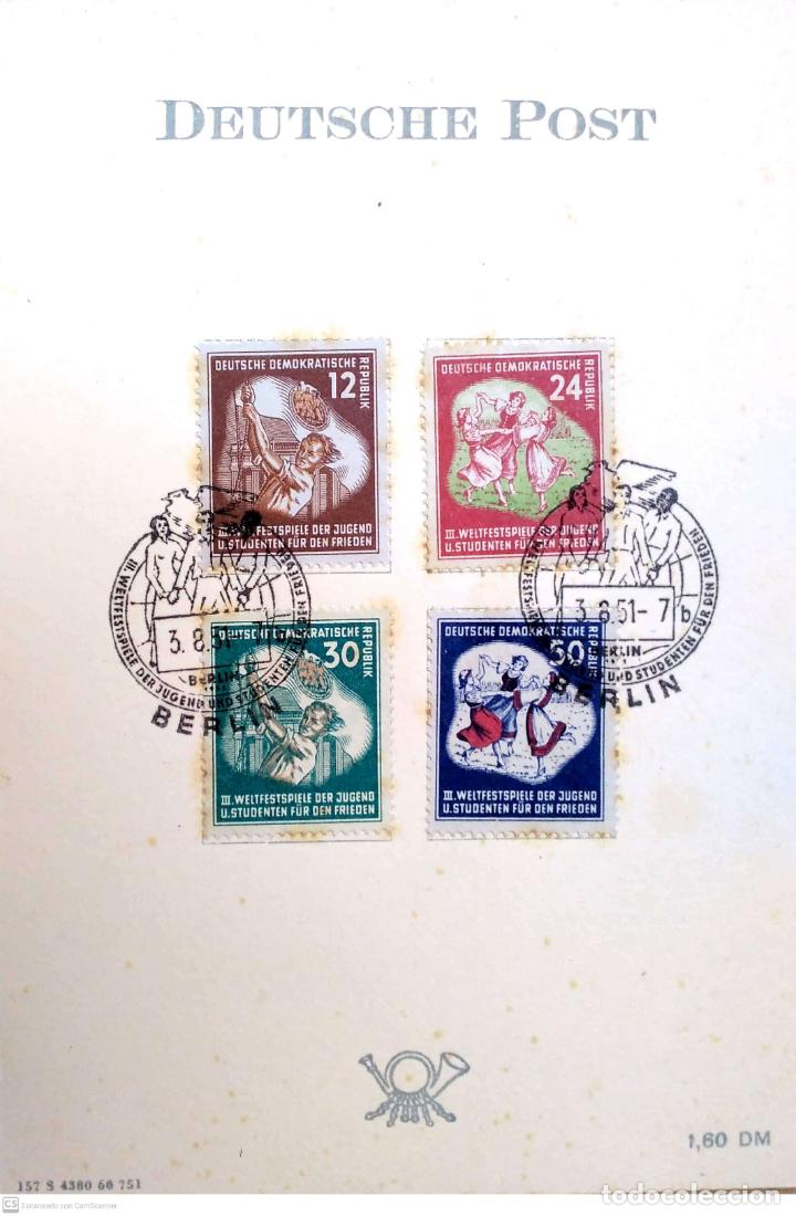 Selos: DDR. SPD 41/44 Festival mundial de la juventud y de los estudiantes. 1951. Matasello Primer D&iacute;a.