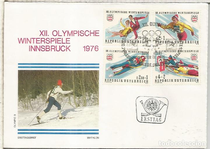 Sellos: AUSTRIA INNSBRUCK 1975 JUEGOS OLIMPICOS INVIERNO WINTER GAMES BIATHLON SKI BOBSLED ICE SKATING
