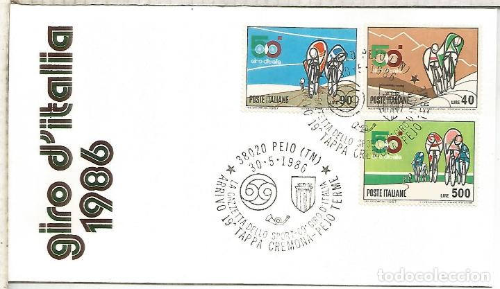 Sellos: ITALIA PEIO 1986 GIRO DE ITALIA ETAPA CREMONA PEJO CICLISMO CYCLING BICICLETA