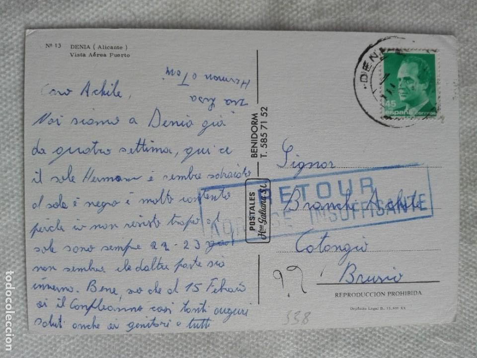 Stamps: POSTAL2338 - GALIANA 13 - DENIA ALICANTE - PUERTO BARCO - FILATELIA COTONGIO BRUSIO SUIISSE RETOUR 1