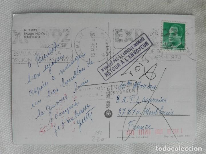 Stamps: POSTAL2392 -CLIK CLAK 2993 PALMA NOVA MALLORCA - FILATELIA FRANCE 1988 MONT-LOUIS RETOUR TOURS