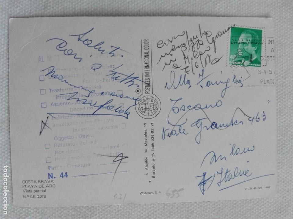 Selos: POSTAL 2671 INT.COLOR 2076 PLAYA DE ARO GIRONA -FILATELIA 1980&rsquo;S ITALIA MILANO MITTENTE
