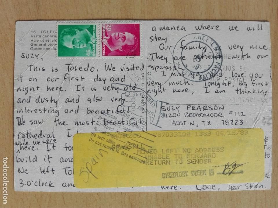 Selos: POSTAL 2690 JULIO DE LA CRUZ 15 TOLEDO -FILATELIA USA AUSTIN TEXAS RETURNED