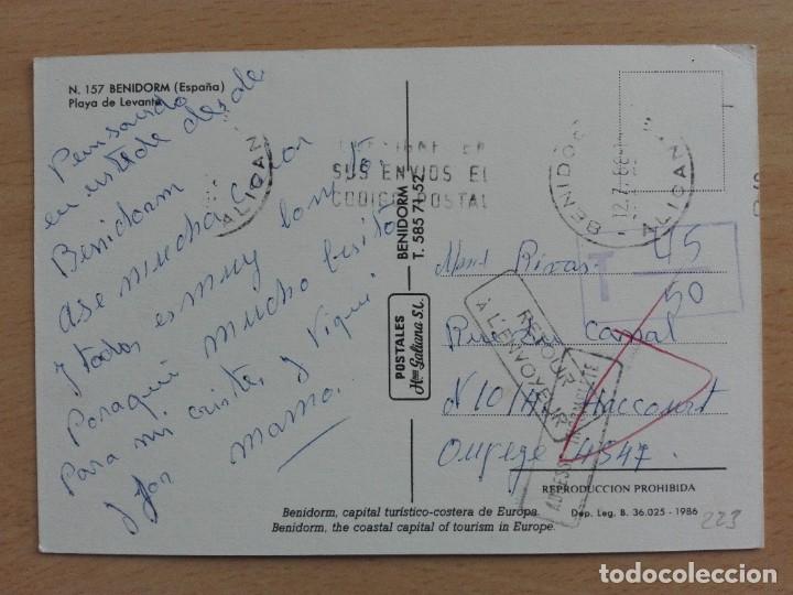 Timbres: POSTAL 3223 GALIANA 157 BENIDORM ALICANTE PLAYA FILATELIA BELGIQUE ? RETOUR ADRESS &hellip; TASA