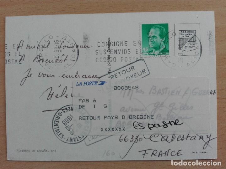 Timbres: POSTAL 3160 ARRIBAS 3 PINTURAS DE ESPA&Ntilde;A FILATELIA CAMPELLO ALICANTE FRANCE CABESTANY 1988 RETOUR