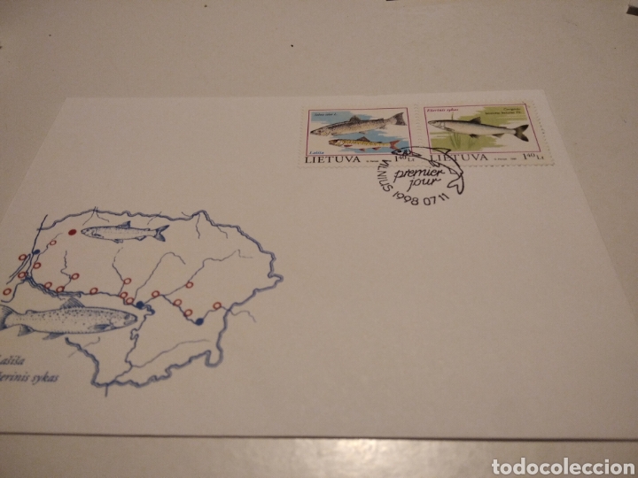 Sellos: Sobre primer d&iacute;a Lituania peces - Foto 1