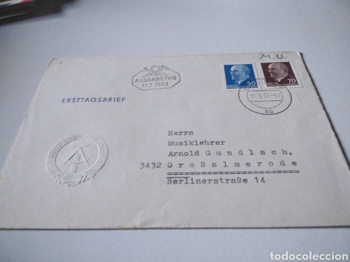 Sellos: Sobre sellos DDR cu&ntilde;o relieve - Foto 1