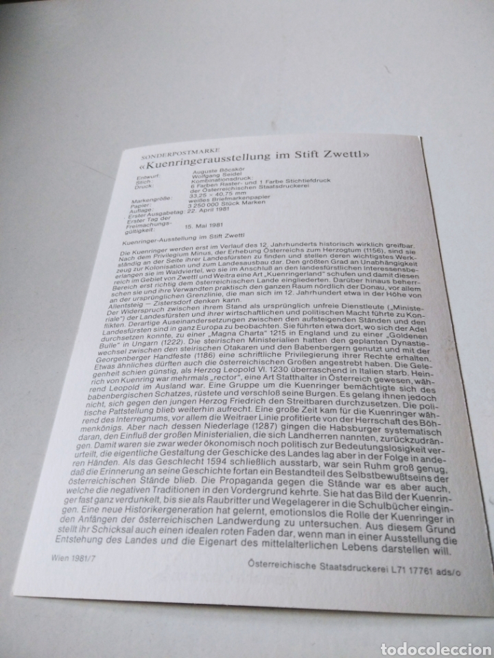 Sellos: Tarjeta Maxima medieval Austria - Foto 2