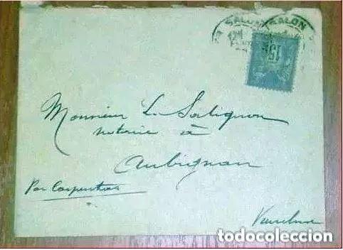 Sellos: Sobres Circulados Francia 2 Cartas Postal. 1900 y 1912 - Foto 2 - 300601268