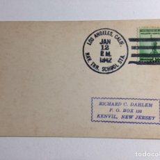 Sellos: TARJETA CON MATASELLOS DE LA ESCUELA NAVAL DE ENTRENAMIENTO. LOS ÁNGELES 1942