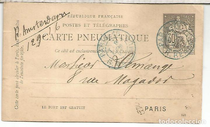 Sellos: FRANCIA TELEGRAMME PNEUMATIQUE PARIS 1897 - Foto 1