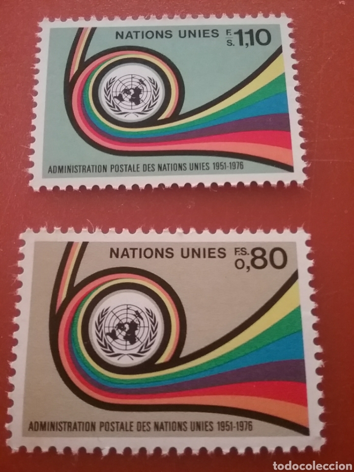 Sellos: Sello N. Unidas (Ginebra) nuevo/1997/25Aniv/administracion/postal/ONU/emblema/filatelia/art/clarin