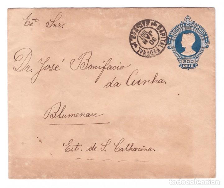 Sellos: SOBRE POSTAL DE BRASIL // CIRCULADO EN 1907 - Foto 1