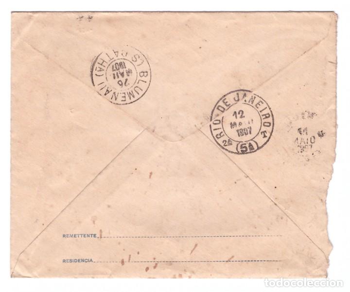 Sellos: SOBRE POSTAL DE BRASIL // CIRCULADO EN 1907 - Foto 2