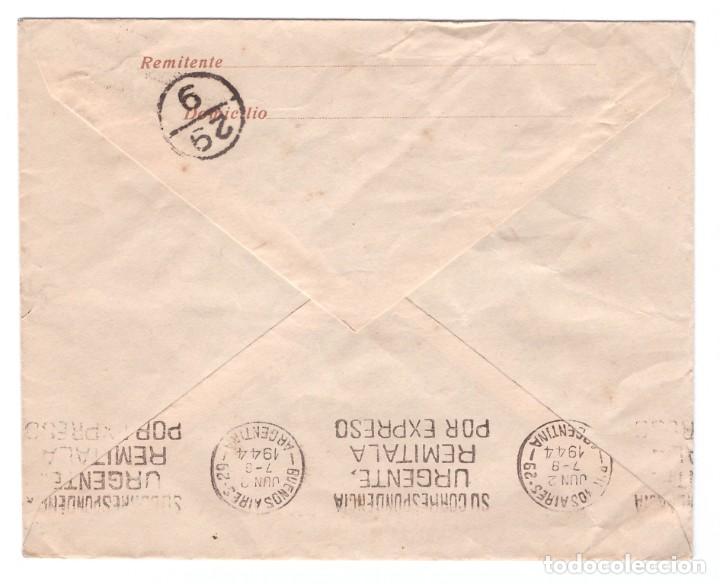 Sellos: SOBRE POSTAL DE ARGENTINA // CIRCULADA EN 1944 - Foto 2