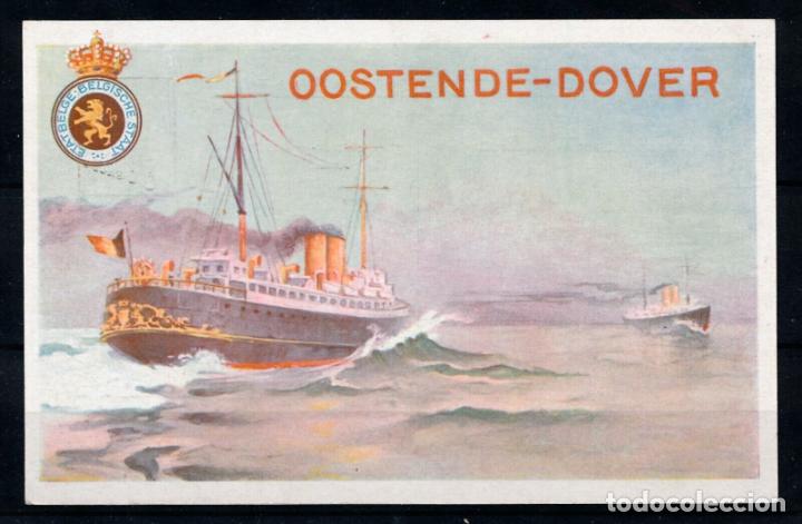 Sellos: BELGICA ENTERO POSTAL LINEA OOSTENDE DOVER PAQUEBOT 5 CENT SOBRE 30 CENT