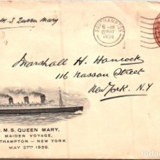 Selos: REINO UNIDO 1936 ENTERO POSTAL RMS QUEEN MARY MAIDEN VOYAGE SHIP. Lote 362636620