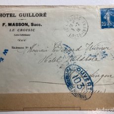 Sellos: SOBRE CIRCULADO 1916 HOTEL GUILLORÉ (FRANCIA) A HOTEL WILDBOLZ (SUIZA) CENSURA MILITAR.. Lote 363279655
