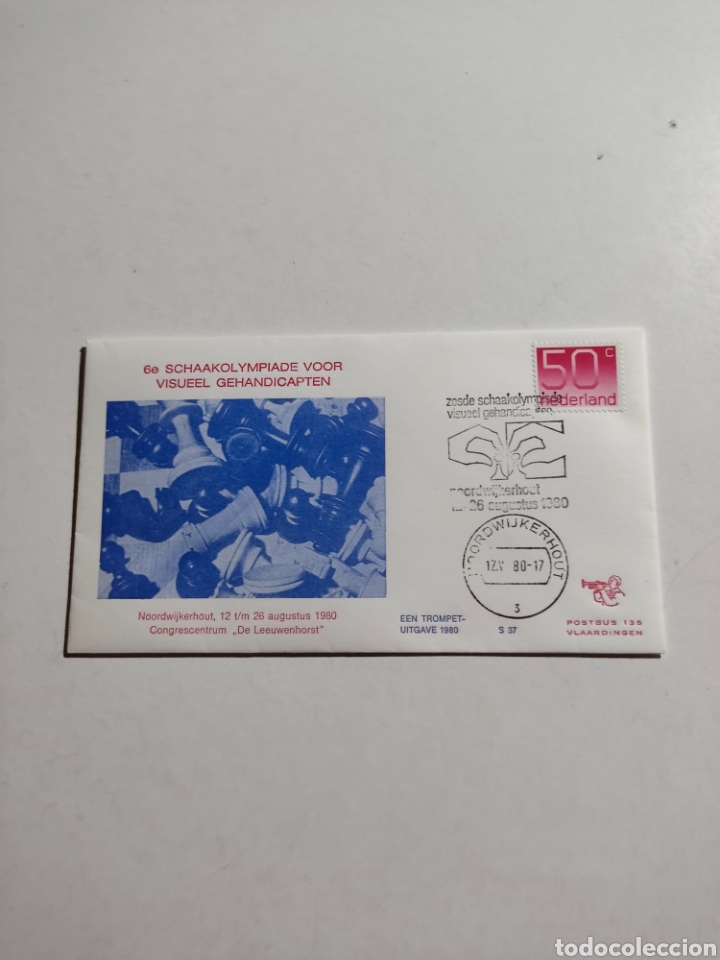 Sellos: Sobre primer d&iacute;a holanda ajedrez - Foto 1