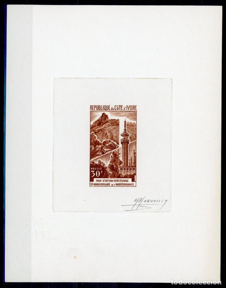 Briefmarken: COTE D&acute;IVOIRE PRUEBAS DE ARTISTA SIE PROOF ESTACION RADIO STATION TELECOM MENOS DE 28 FIRMADA