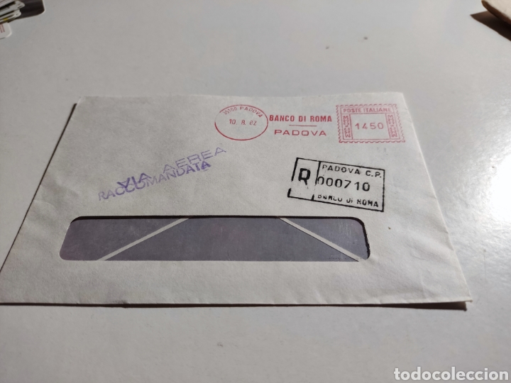 Briefmarken: Sobre circulado Banco di Roma,padova v&iacute;a a&eacute;rea