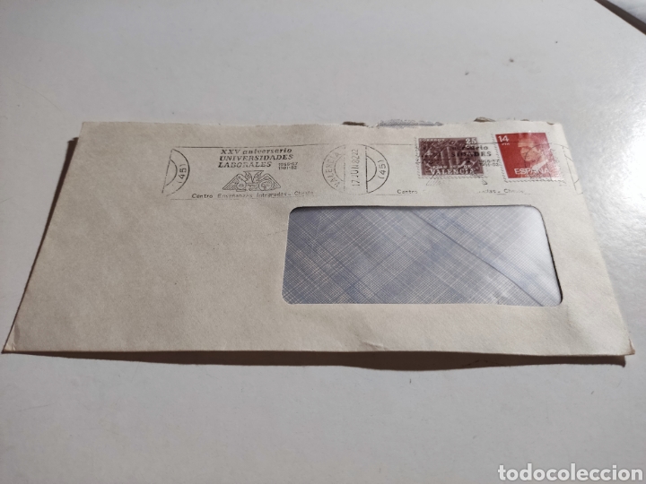 Briefmarken: Sobre circulado cu&ntilde;o XXV aniversario universidades laborales, Cheste