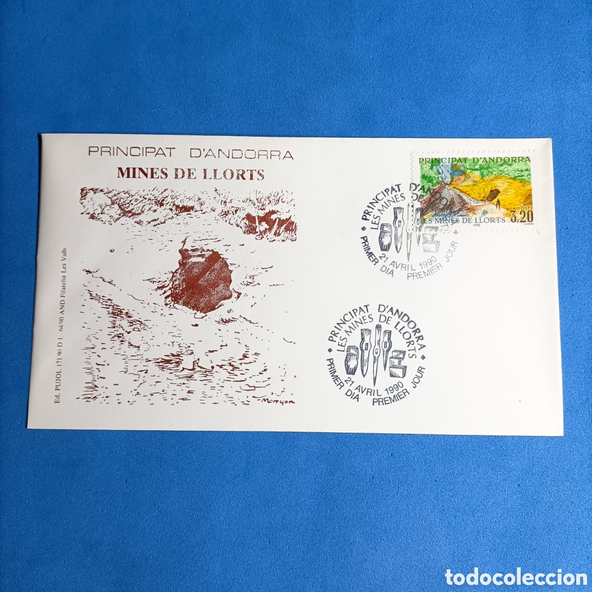 Sellos: (XTI.10) SOBRE. PD. PRINCIPAT D'ANDORRA. MINES DE LLORTS