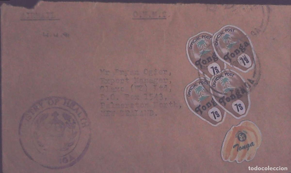 Timbres: SOBRE ISLAS TONGA . MINISTERIO SANIDAD. A&Ntilde;OS 80