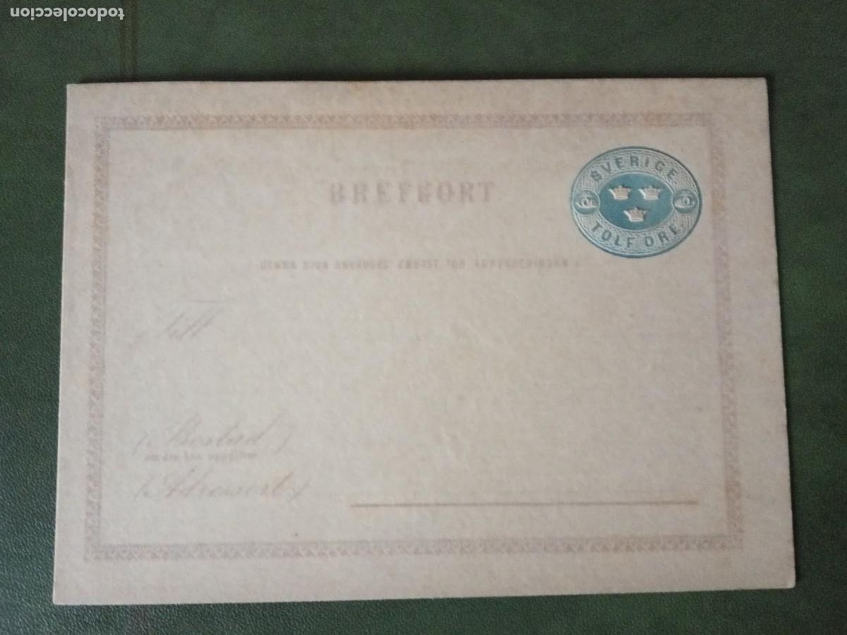 Francobolli: Suecia Sverige Tolf ore Entero Postal.1880.NUEVA.