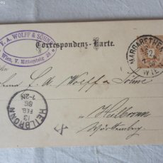 Sellos: AUSTRIA 1886 TARJETA POSTAL DE 2KR DE MARGARFTHEN A HEILBRONN.. Lote 402217824