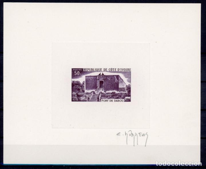 Stamps: COTE D&acute;IVOIRE PRUEBAS DE ARTISTA DIE PROOF FORT DE DABOU FIRMADA POR DURRENS MILITAR