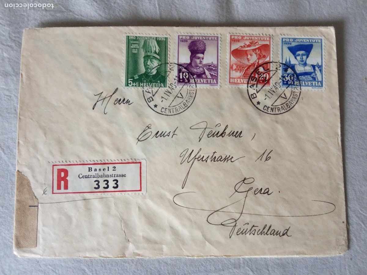 Francobolli: 1940. CARTA CIRCULADA DE BASEL-SUIZA A GERA(ALEMANIA) CENSURA NAZI MARCA CENSOR.