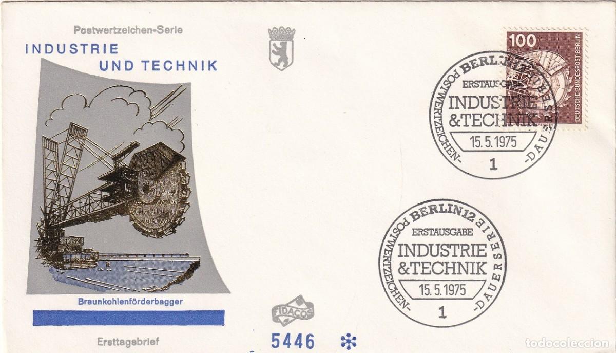 Briefmarken: Sobre Alemania, Berl&iacute;n 1975 - Industria y t&eacute;cnica &middot; Excavadora de carb&oacute;n / Industrie und technik ...