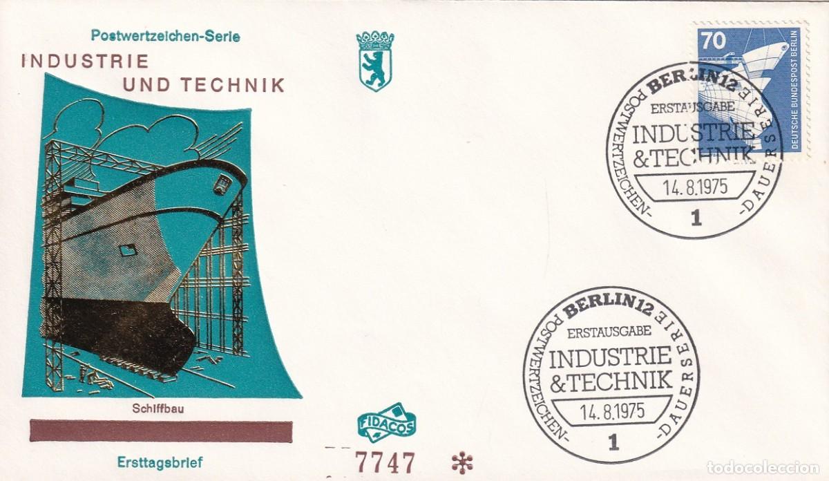 Briefmarken: Sobre Alemania, Berl&iacute;n 1975 - Industria y t&eacute;cnica &middot; Industria naval / Industrie und technik - Sch...