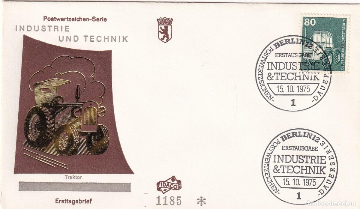 Briefmarken: Sobre Alemania, Berl&iacute;n 1975 - Industria y t&eacute;cnica &middot; Tractor / Industrie und technik - Traktor Ers...
