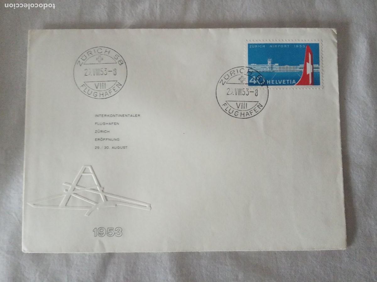 Timbres: 1953.SOBRE POSTAL AEROPUERTO DE ZURICH.