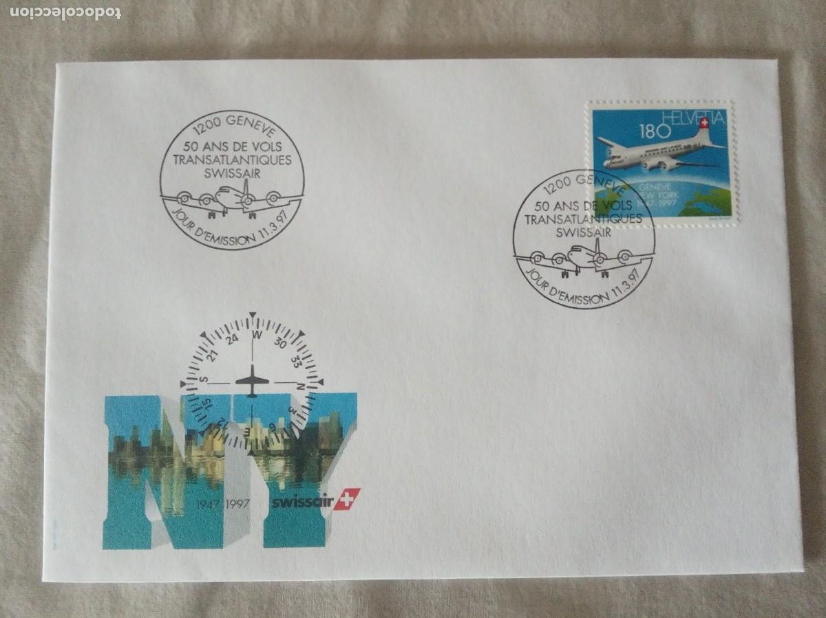 Timbres: 1997.SUIZA - 50 ANIVERSARIO DEL SERVICIO DEL ATL&Aacute;NTICO NORTE DE SWISSAIR.